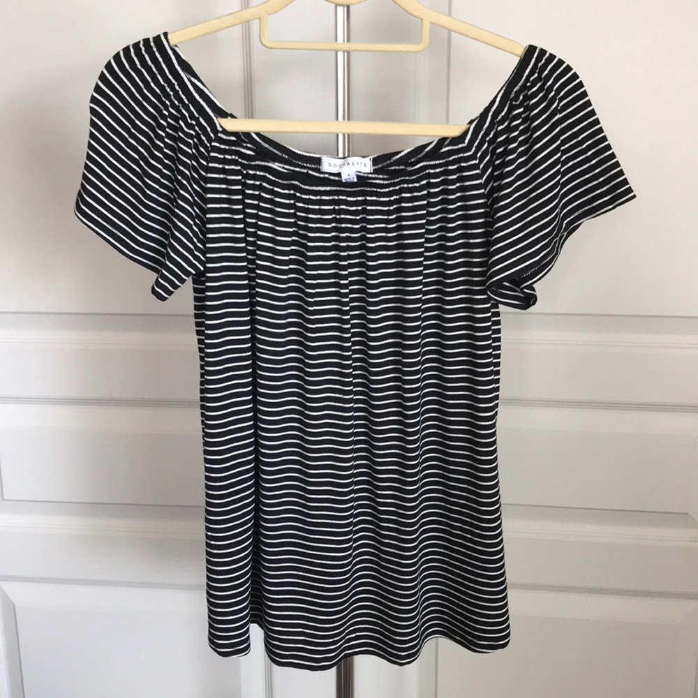 Striped off the shoulder top